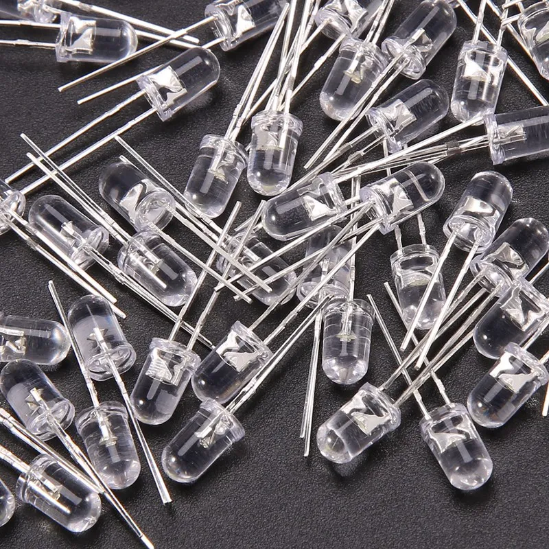 1000Pcs LED F5/5Mm Inline White LED Lamp Beads With Short Legs And Edges