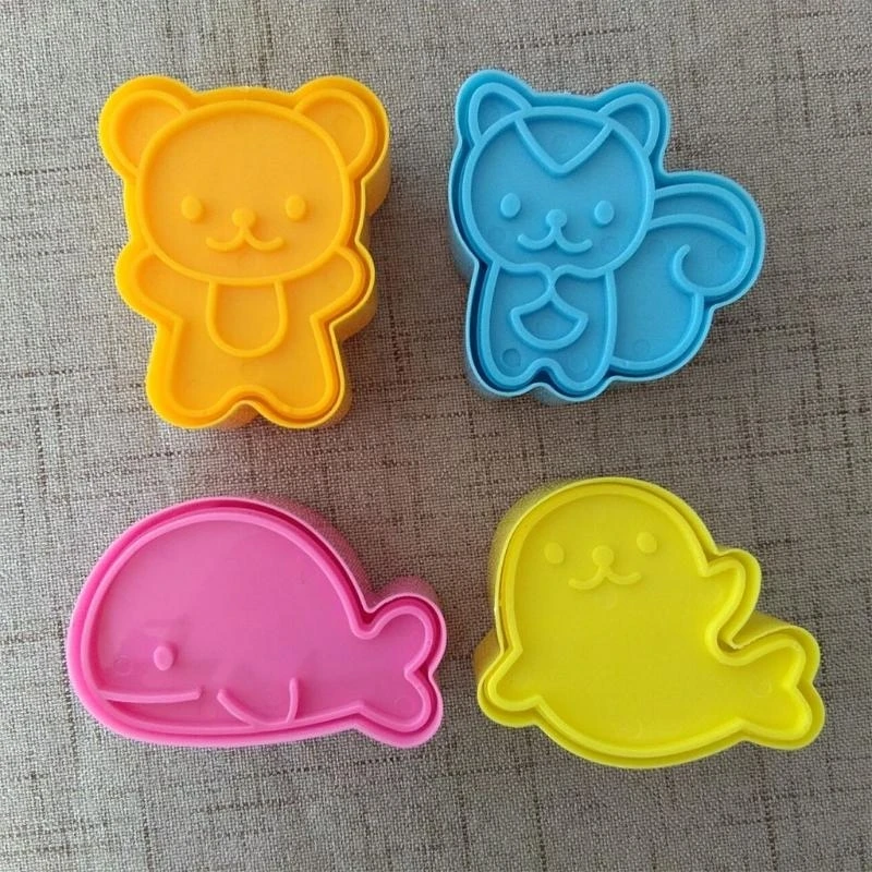 

4Pcs/Set Sandwich Cookie Mold Samll Dolphin Seal Squirrel Bear Easy to Use top sale