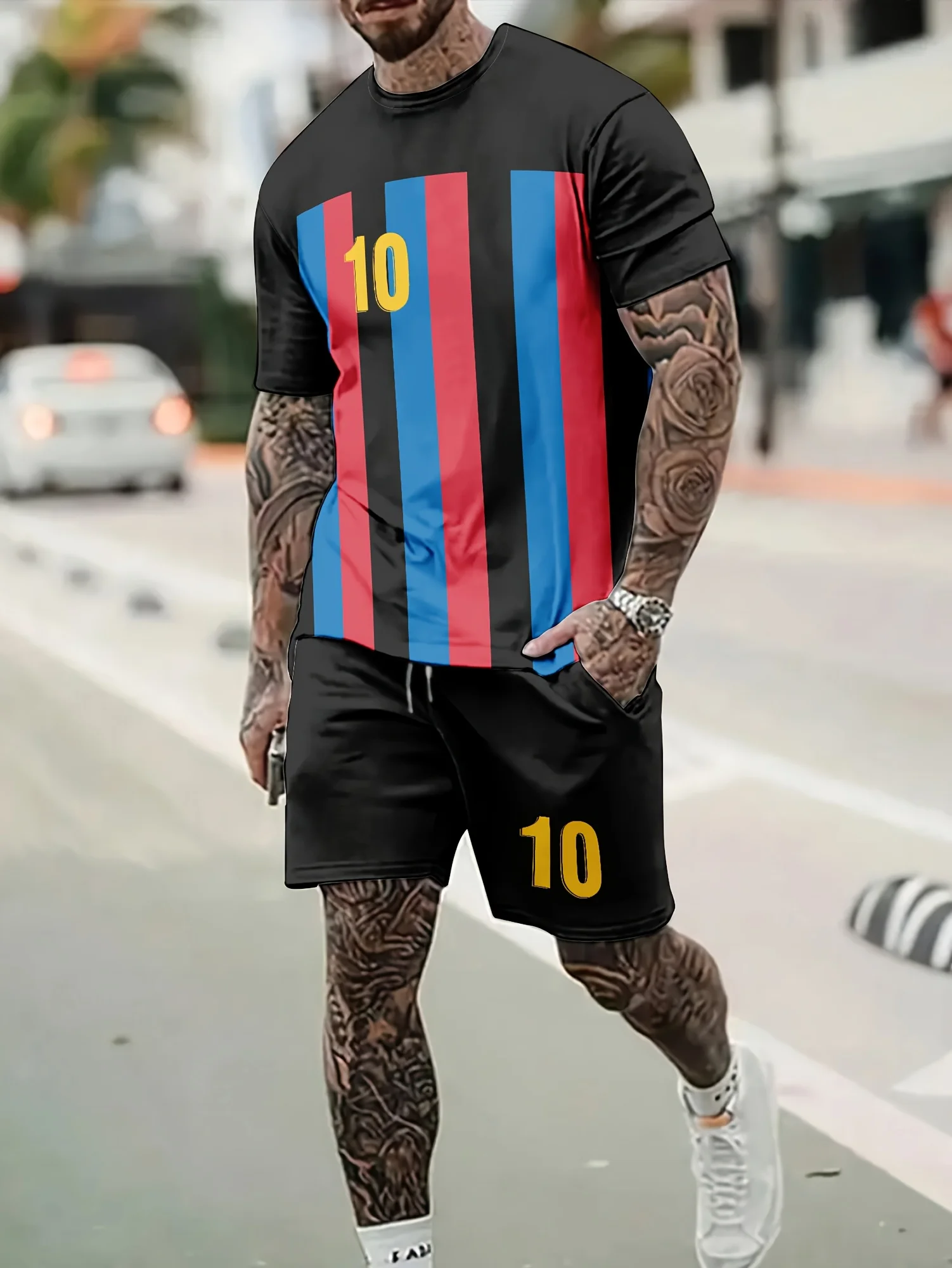 

Summer Hot Selling New Men Sportswear Set Printed Street Interpretation of Sportswear Men Fashion Sportswear Set Quick Drying