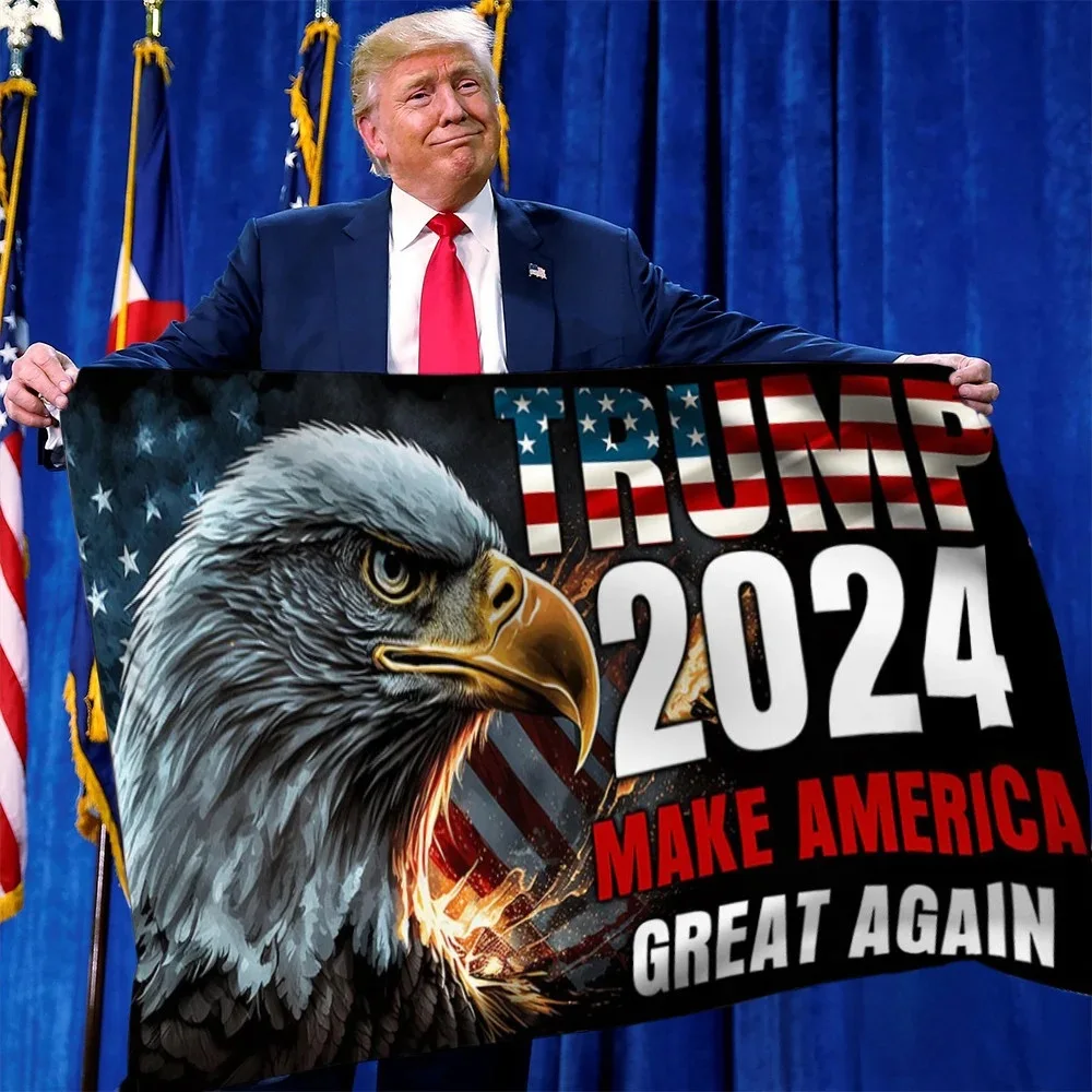 

90x150cm 3x5FTS Trump 2024 Make America Great Again Flag Patriotic Eagle Donald Trump Flag MAGA Merch