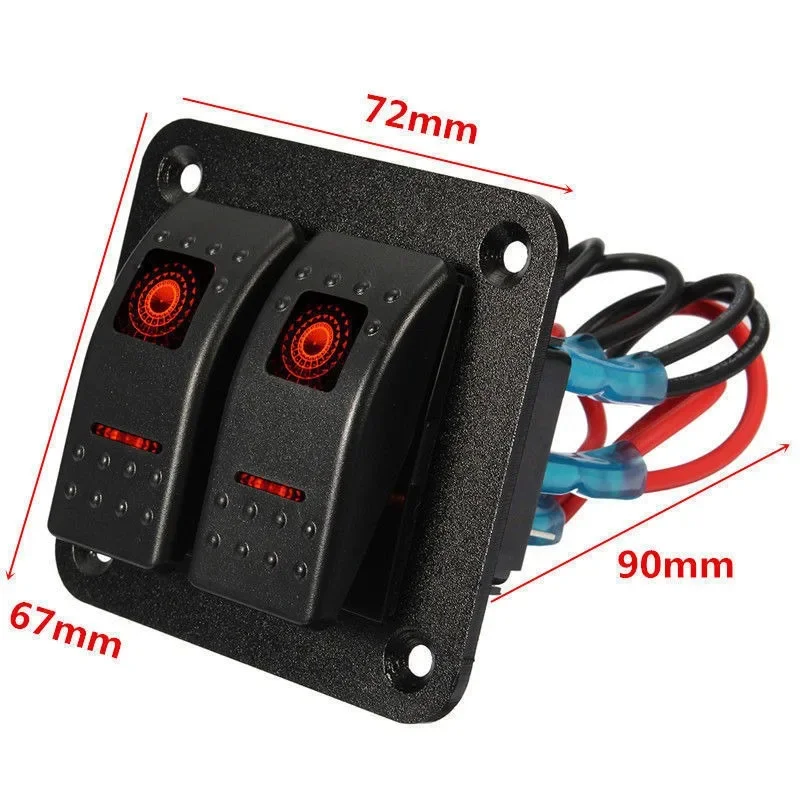 Painel de carregamento de interruptor rocker à prova d'água, controle liga/desliga de circuito duplo para uso marinho e automotivo, kit de interruptor resistente para rv