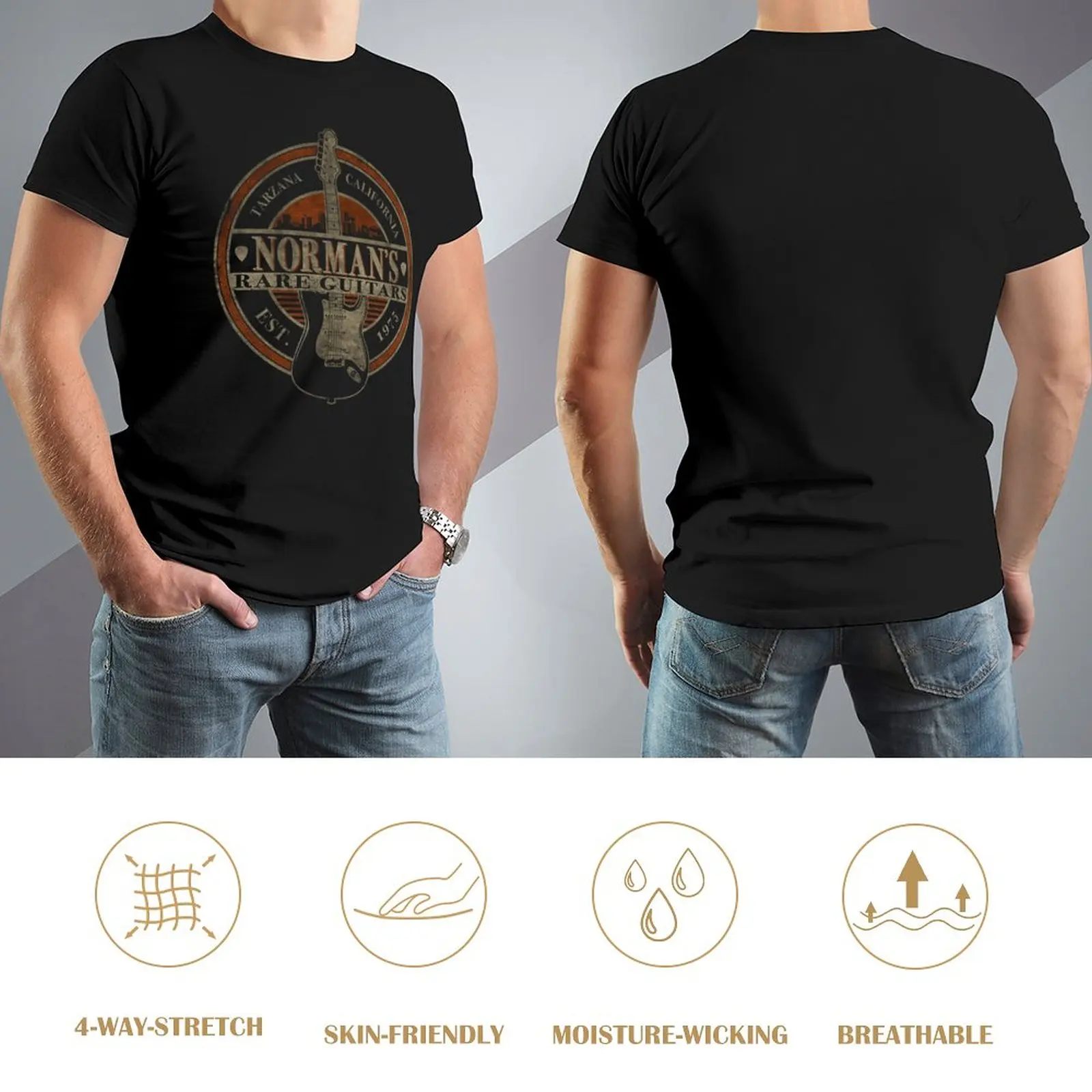 humor fashion t shirt Norman S Rare Guitars Tee T-Shirt korean fashion black t shirt summer top t shirts men's tees t-shirt image 3