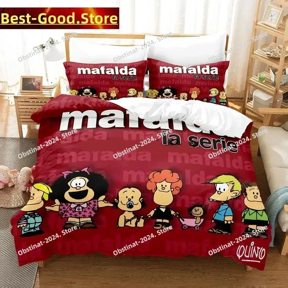 Fashion Mafalda Bedding Set Girl Duvet Cover Full Queen King Size Pillowcase Bed Printed Bed Set Aldult Kid Bedroom Single Twin