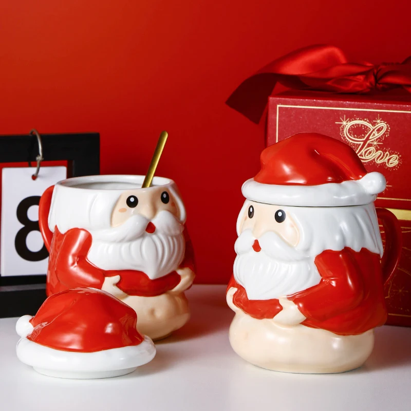 

Santa Claus Cup Gift Box Creative Ceramic Mug Christmas Decorations Household Items