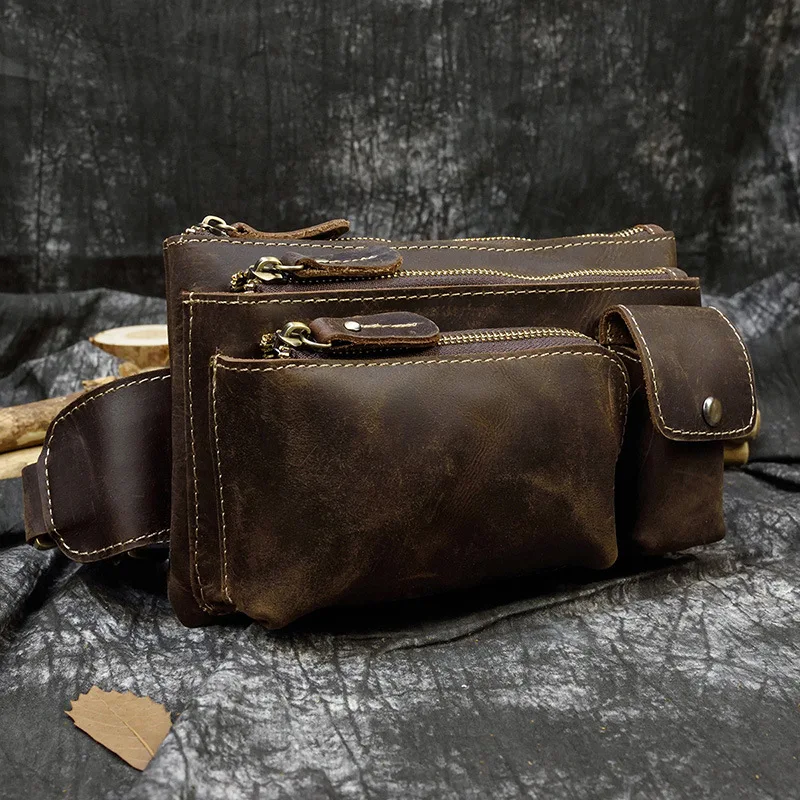 

Retro Sling Chest Bags Men's Outdoor Leisure Travel Chest Bags Cellphone Leather Bag Eine Brusttasche MHXB