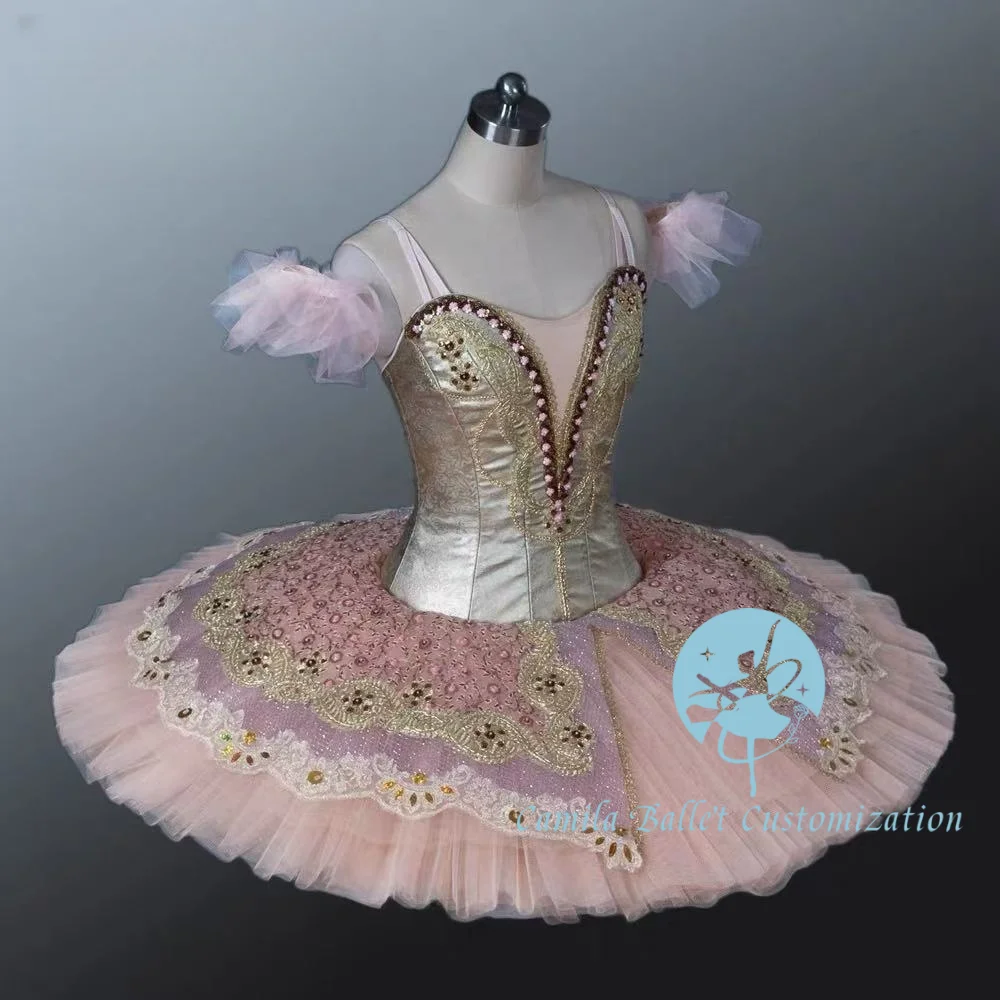 Falda tutú de espectáculo de Bella Durmiente Pakita de Hada de las Flores Doradas de alta gama, personalización profesional para adultos y niños