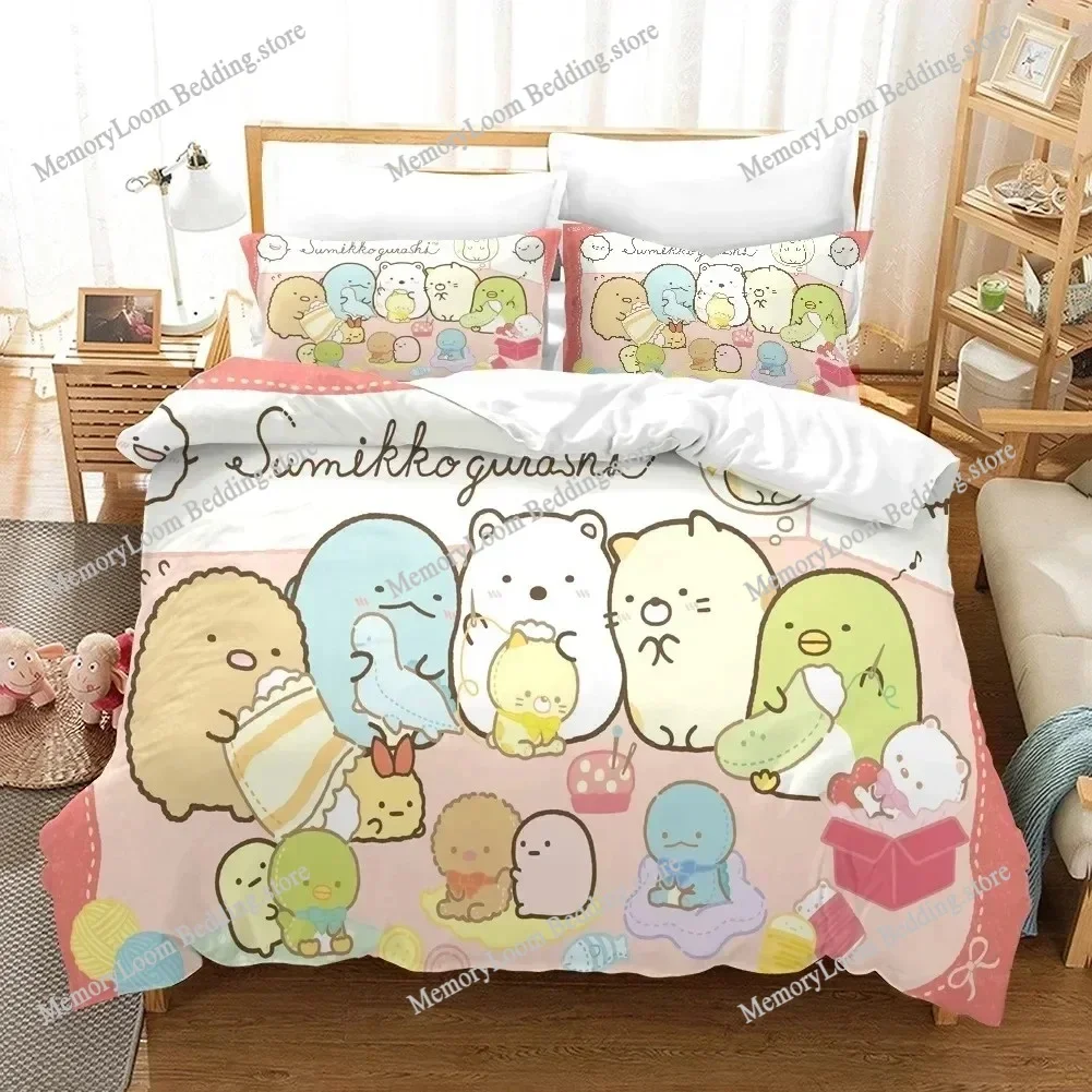 Anime Sumikko Gurashi Cartoon Bedding Set Duvet Cover Bed Set Quilt Cover Pillowcase Comforter king Queen Size Boys Adult
