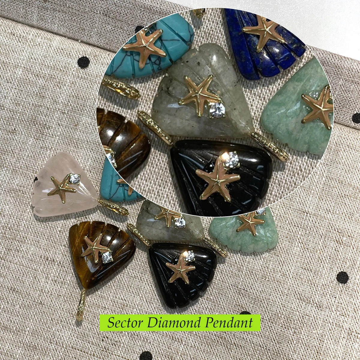 Starfish Pendant Natural Stone Amazonite/Labradorite Diamond Pendant 20x28mm For Jewelry Making DIY Necklace Earrings Accessory
