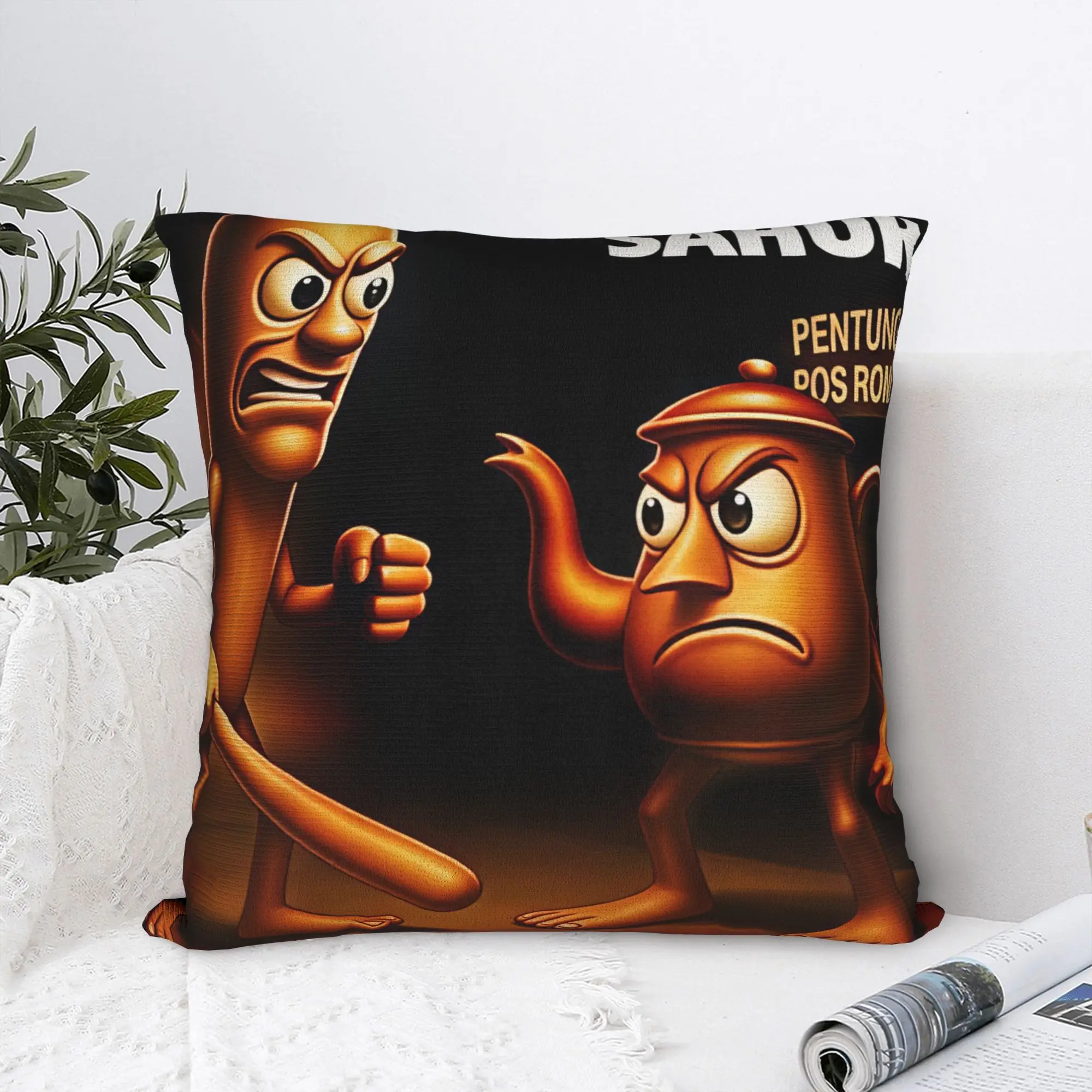 Tung Tung Sahur Angry Teapot Battle Funny Meme Pillow Case  Cute Funny Pillow Cover Soft Pillowcases For Living Room Bed Chair