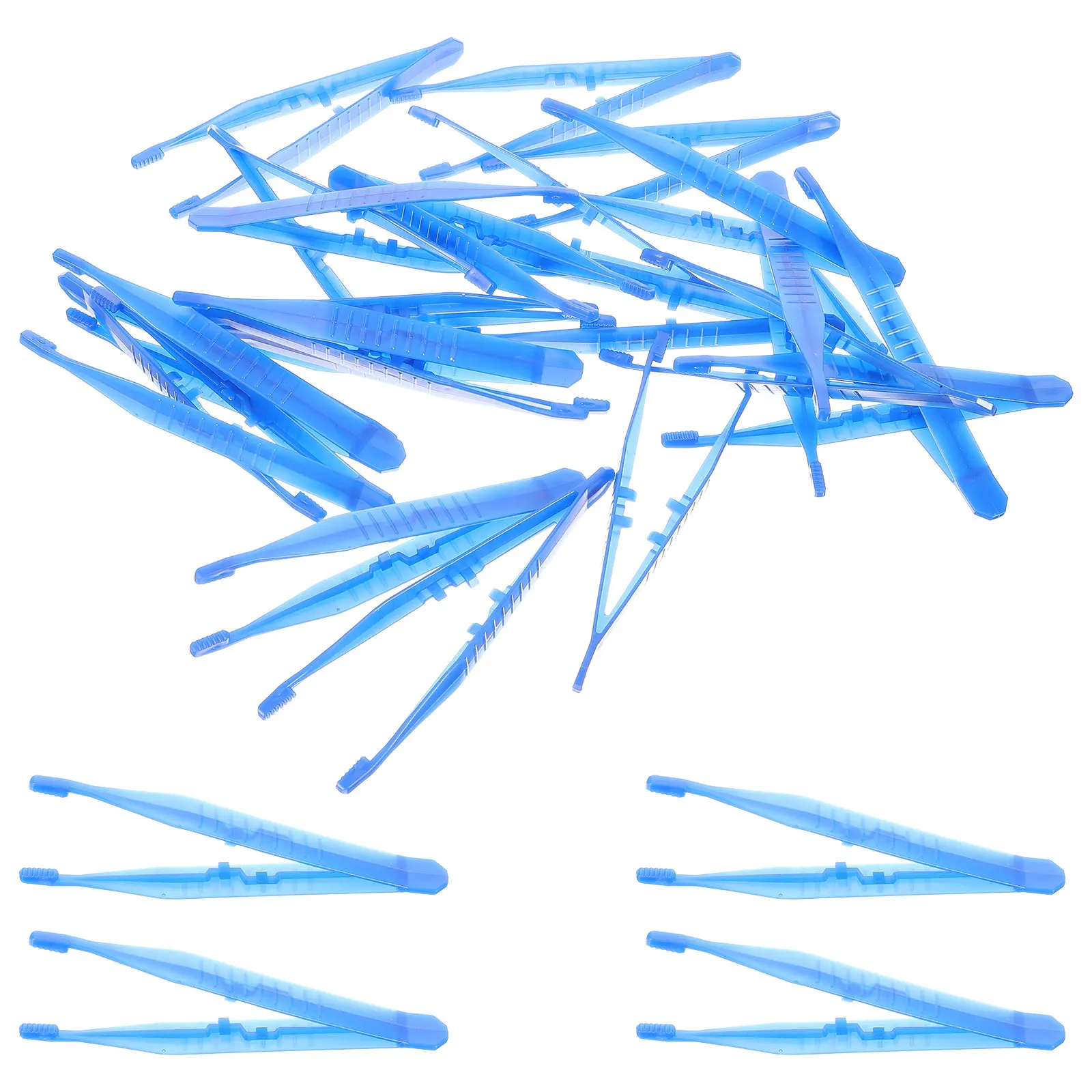 100 Pcs Blue Tweezers Small Plastic Disposable Beads Medical Arts Crafts Fuse Tools Jewelry Making Accessories