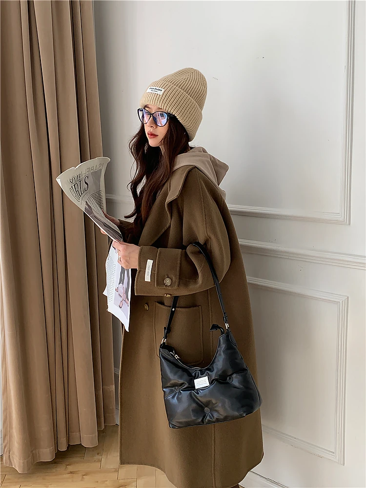 

Double-Sided Woolen Long Coat Women's Korean Sle Stand Collar Loose Fit Autumn Winter New Arrival Faion Ladies Outerwear