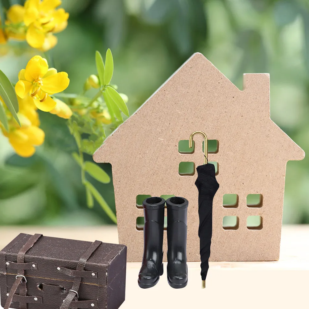 

Набор миниатюрной мебели для кукольного домика: зонт, сапоги, чехол для обуви. Идеально подходит для миниатюрного дома.