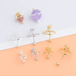 S925 Sterling Silver Crystal Pearl Screw Hollow Planet Pendant, handmade DIY accessories bracelet pendant