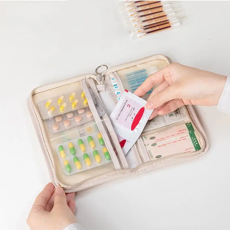 Portable Foldable Medical Pouch Pill Organizer With Zipper Sort First Aid Kit Outdoor Travel Storage Bag Small Items Holder Gift