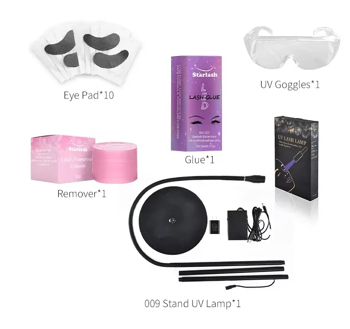

LLHotsale Premium LED Eyelash Extensions Kit White Light LED Eyelash Lamp with Adhesives and Black Eyepads Led Lash Glue Set