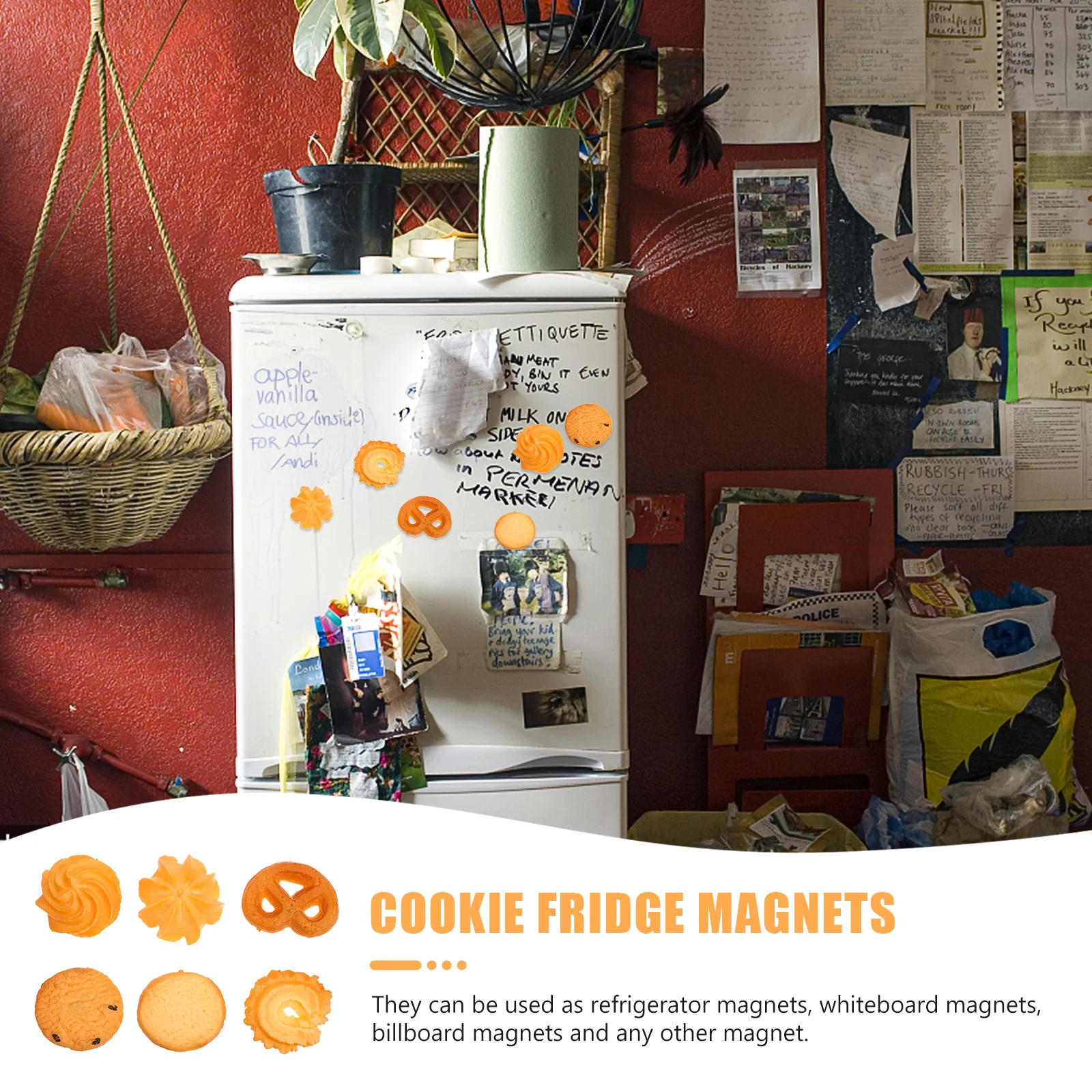

6Pcs Cookie Fridge Magnets 3D Creative Themed Home Refrigerator Decors Exquisite Unique Decorative Refrigerator Magnets