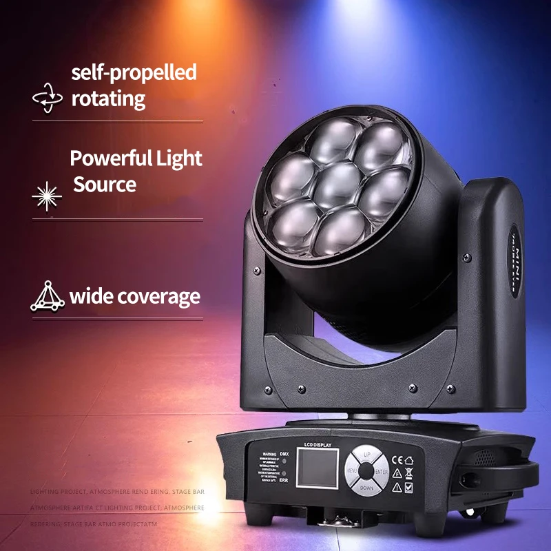7x40W Bee Eye Moving Head Color Light Perfect DJ Lights for Disco Concerts Bars Home Parties Birthdays Nightclubs with DMX512