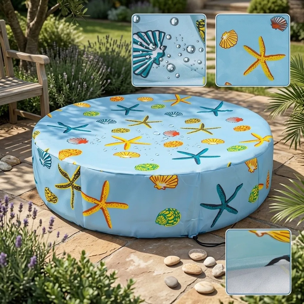 Foldable Dog Pool Lid for 32 Inch or 48 Inch Kiddie Pools - Waterproof Polyester Cover with Drawstring to Prevent Debris Entry