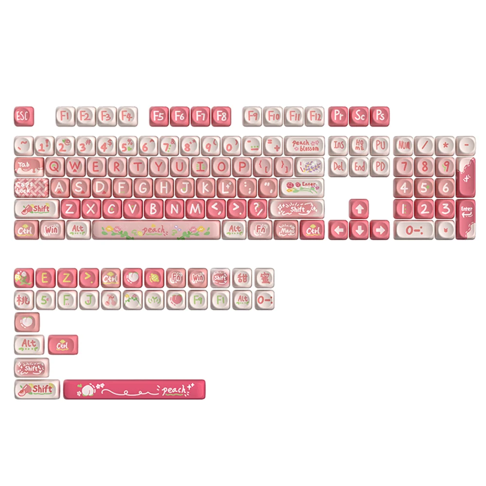 134 Keys MOA Profile Pink Peach Theme Keycaps PBT Dye Sublimation Customized Key Caps Kit for Mechanical Keyboard MX Switches