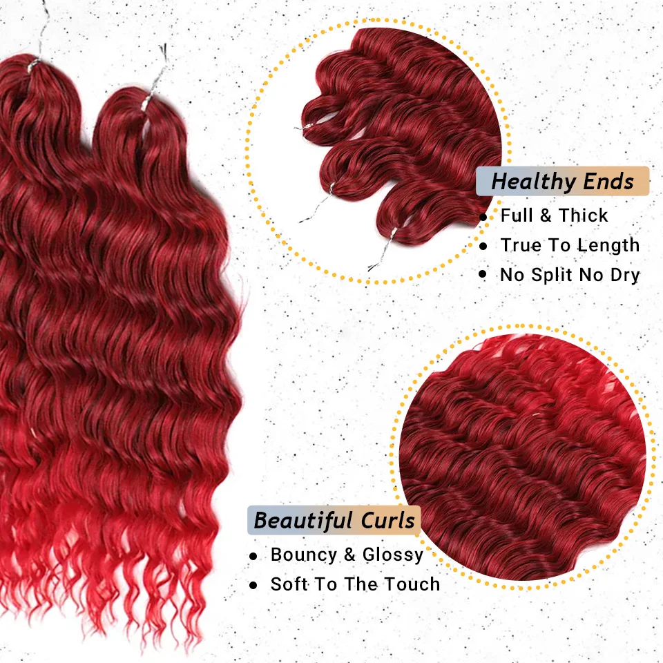 NATURE Ekstensi rambut Anna 24 inci rambut sintetis gelombang air kepang rambut Crochet tubuh rambut bergelombang Ombre merah pirang memutar rambut Crochet