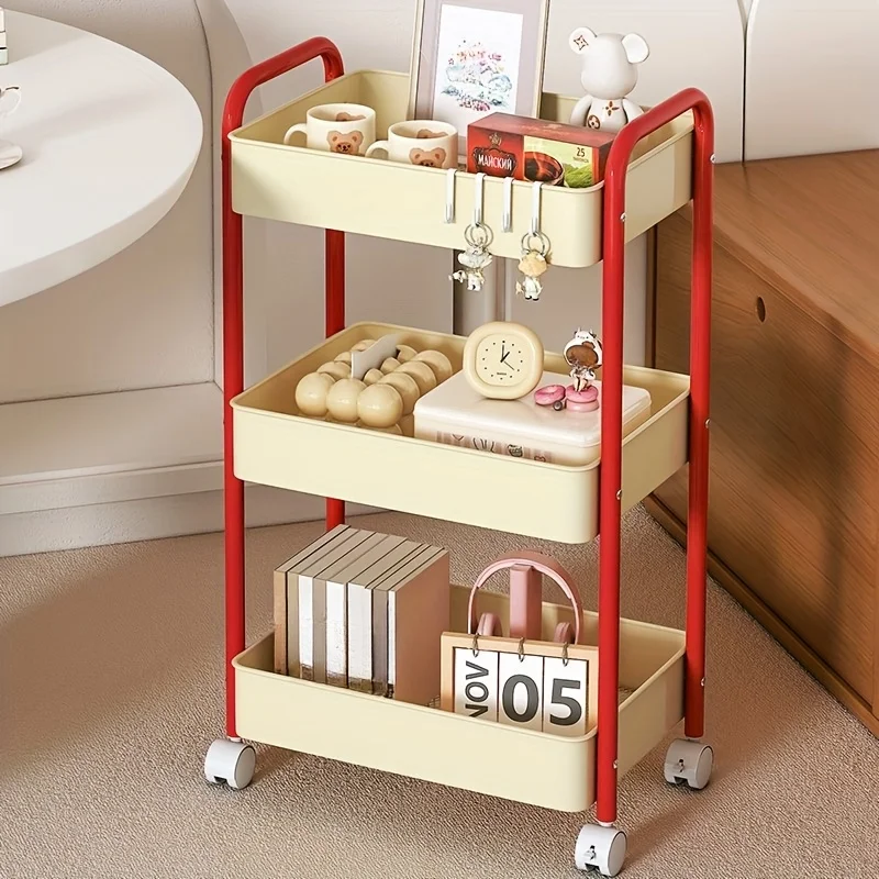 Multi-Layer Trolley Storage Rack With 360° Rotating Swivel Wheels, Sliding Shelf For Kitchen, Bathroom, Dormitory Organization