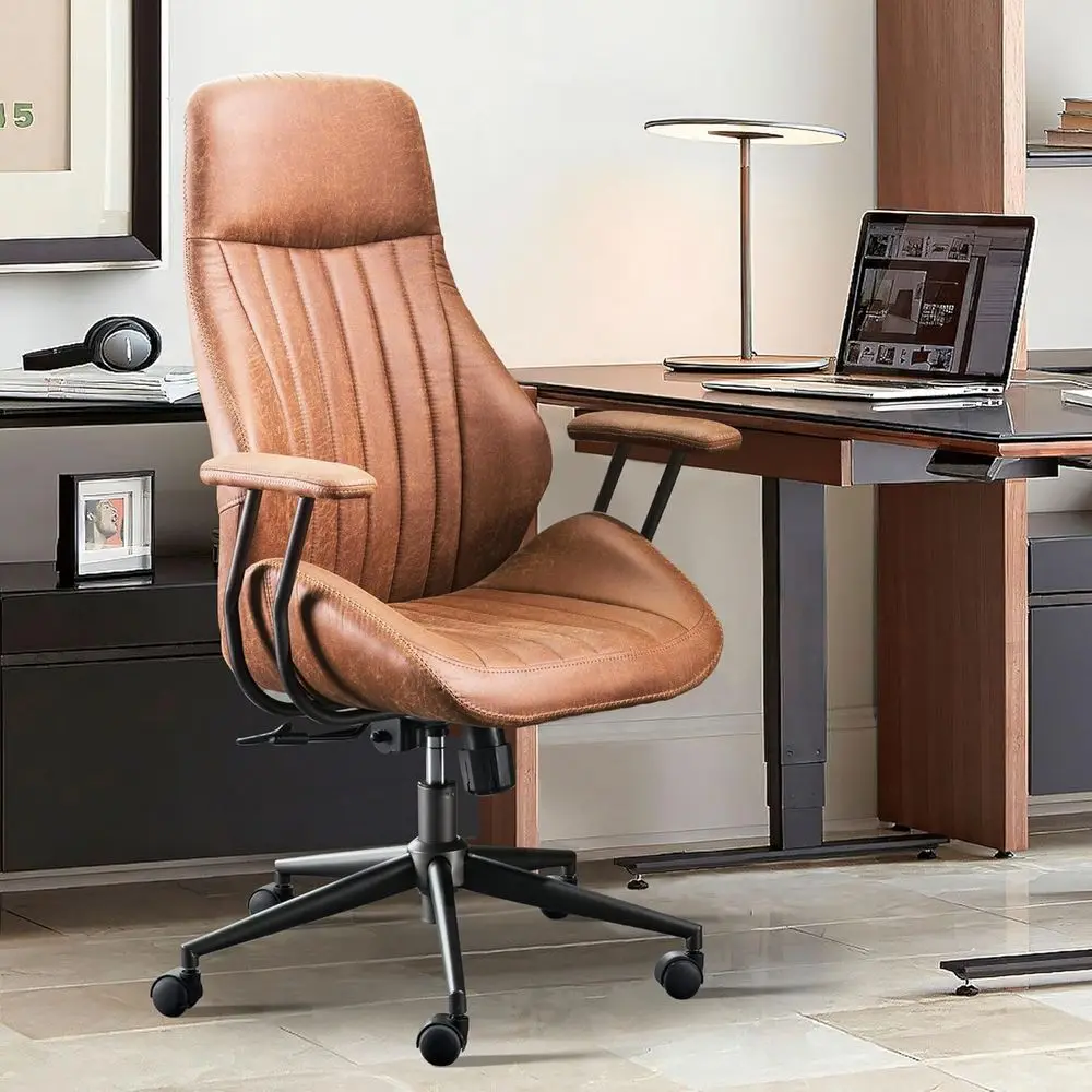 

Ergonomic High Back Suede Leather Swivel Computer Task Chair, Brown