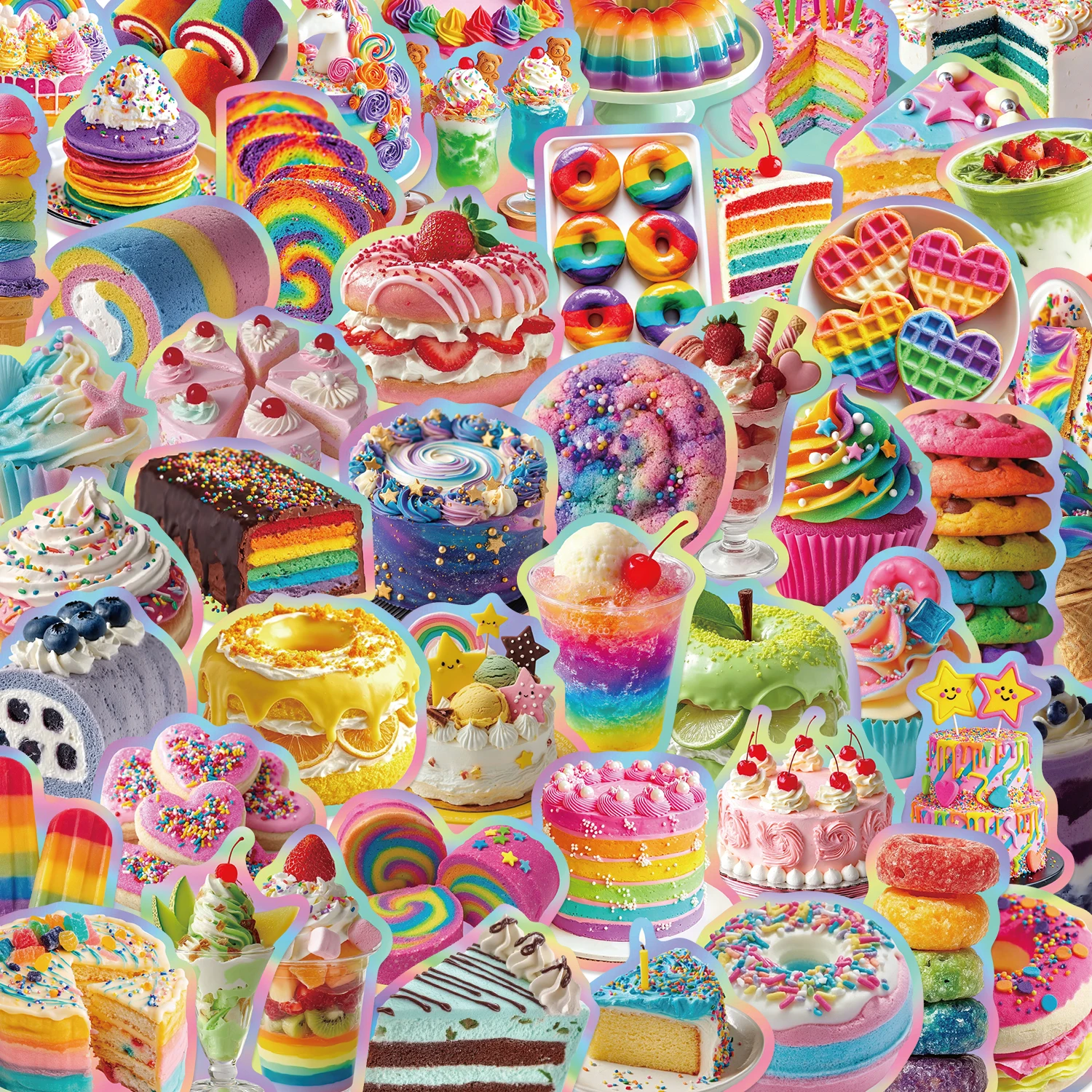 50pcs Dopamine-boosting Food Aesthetic Label Doodle Stickers Cartoon Aesthetic Label Sticker Pack Seal Stationery Envelope