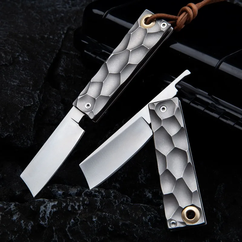 Portable Folding Knife Titanium Alloy Utility Knife Outdoor Camping Small Tool Knife Blade Self-defense Sharp Cutting Knifes