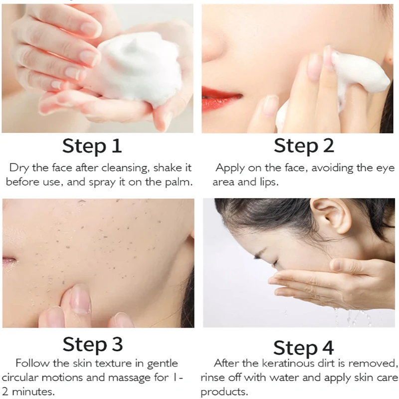 Mousse exfoliante que mejora la textura de la piel, limpieza suave, polvo de maquillaje, mejora los poros agrandados, control de aceite, cosméticos de romero