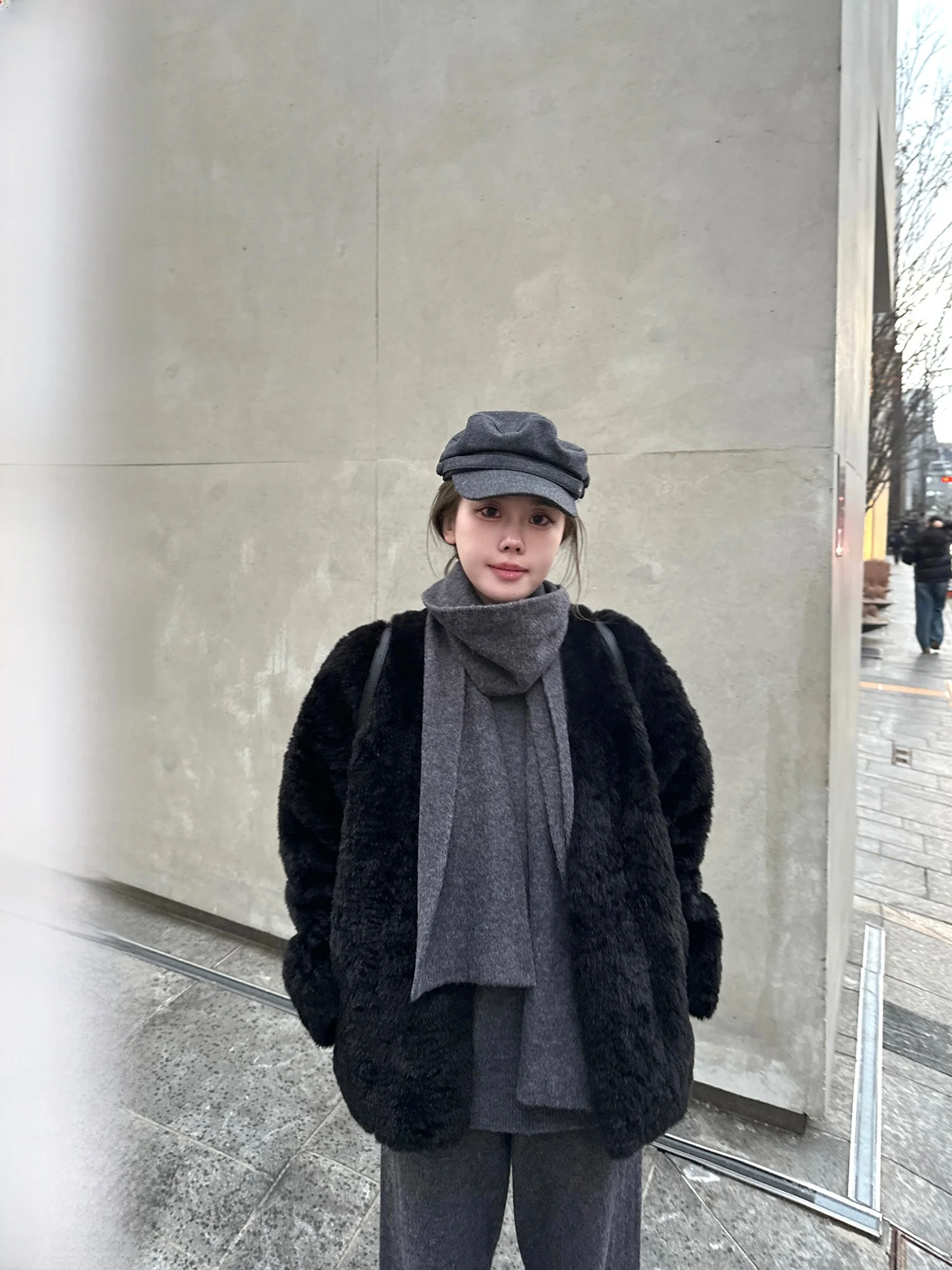 

Linngs New Luxury V-Ne ort Fur Coat Eco-Friendly Simulation Lugo Leatherette Jaet Women's Faion Winter Outerwear