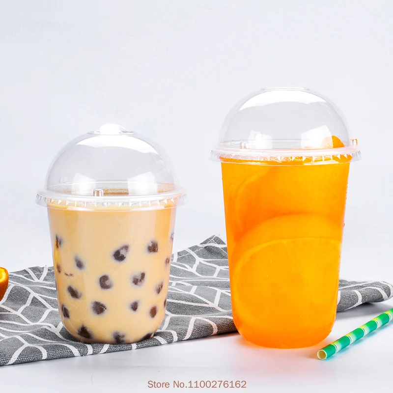 100pcs/pack 360/500/700ml U Shaped Bubble Tea Cup Soft Plastic Cup Dessert Ice Cream Cup Disposable Cups Accept Customization