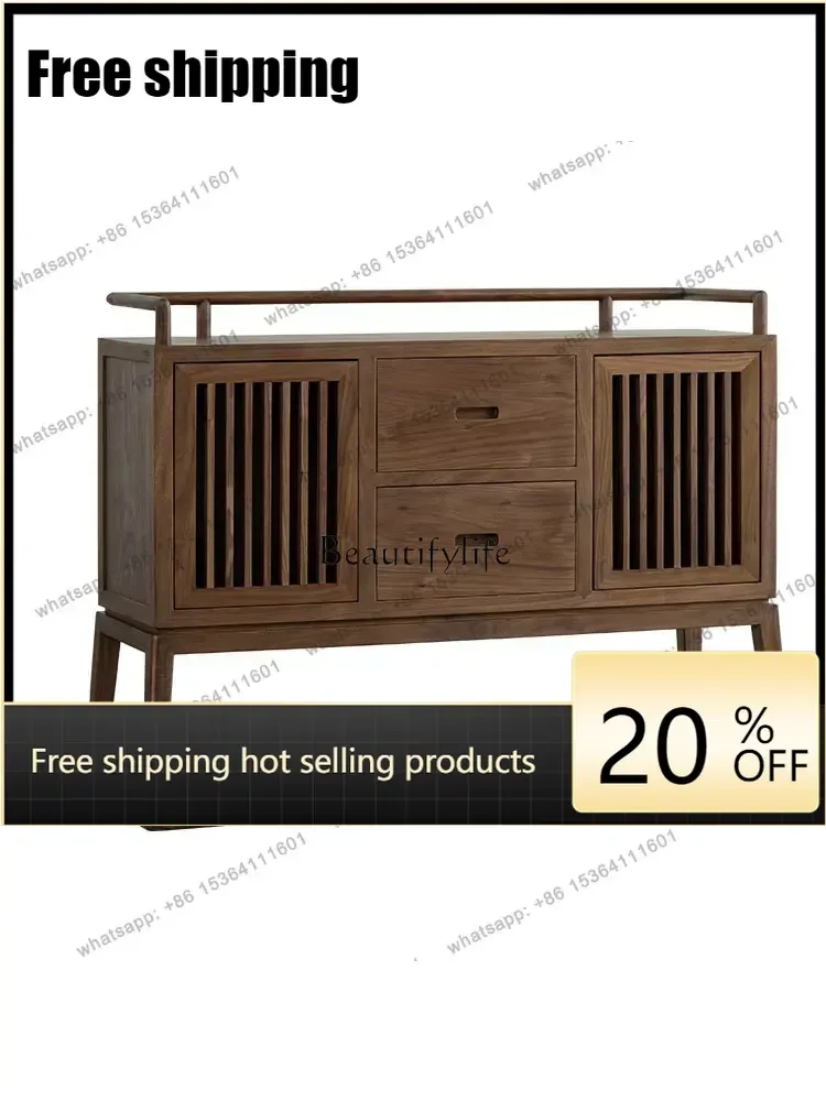 LX Chinese-style Entrance Cabinet Solid Wood Incense Table Zen New Chinese Walnut Table