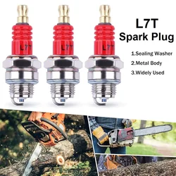 Three-Sided Pole Spark Plug, L7T, eletrodo de 2 tempos, motosserra a gasolina, motor de corte de escova, 2500, 3800, 4500, 5200, substituir acessórios