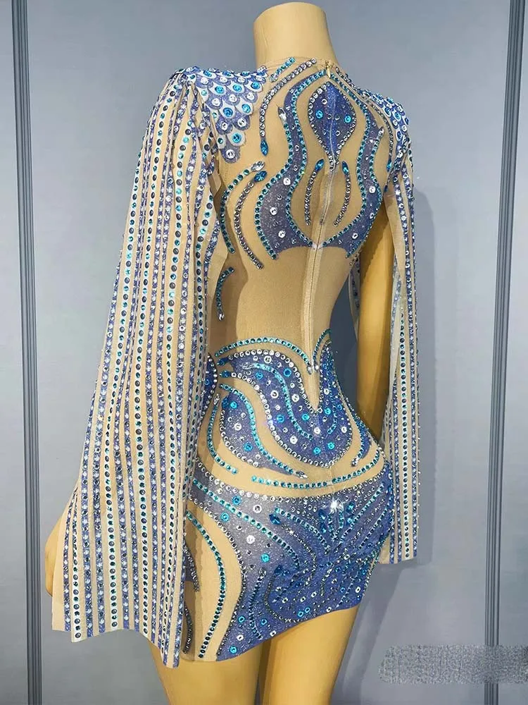 Wysokiej jakości sukienka z dżetami, seksowny głęboki dekolt, elastyczna, podkreślająca biodra, nowa moda 2025, odzież damska na zamówienie.