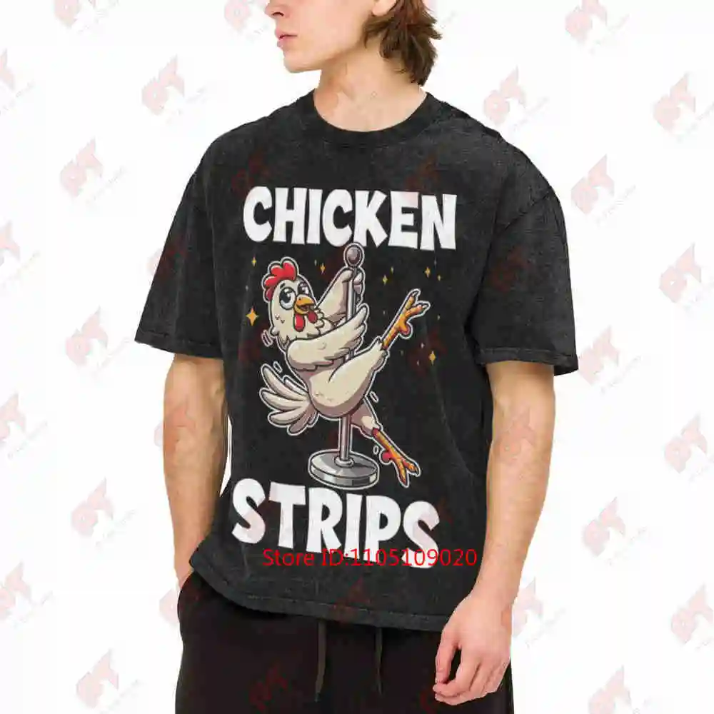 Chicken Strip Pole Dancing Funny Spoof Vintage Washed Tee Pure Cotton T-Shirt