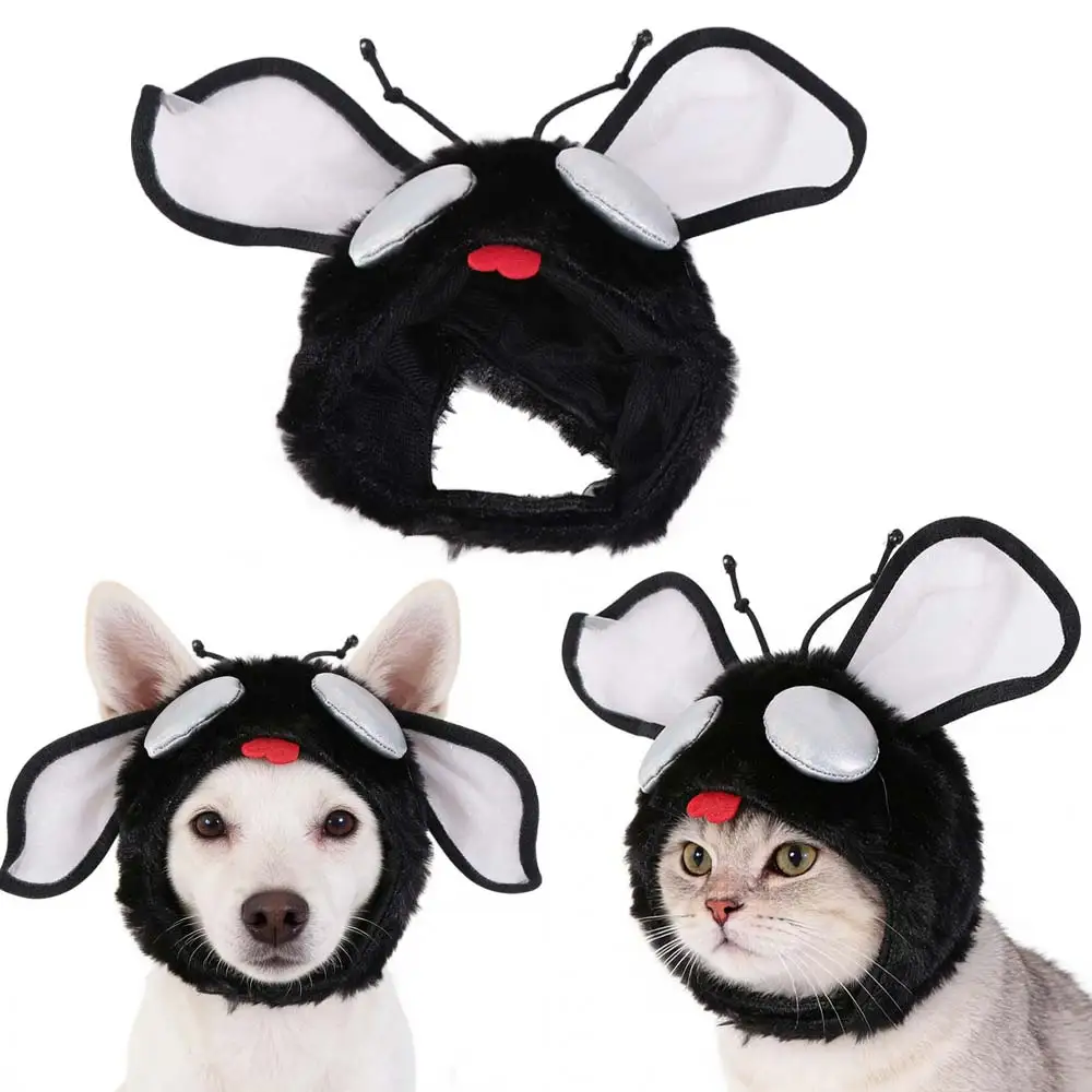 Practical Cute Pet Fly Hat Warm Soft Cat Head Cover Noise Protection Cats Cosplay Costume Winter Season