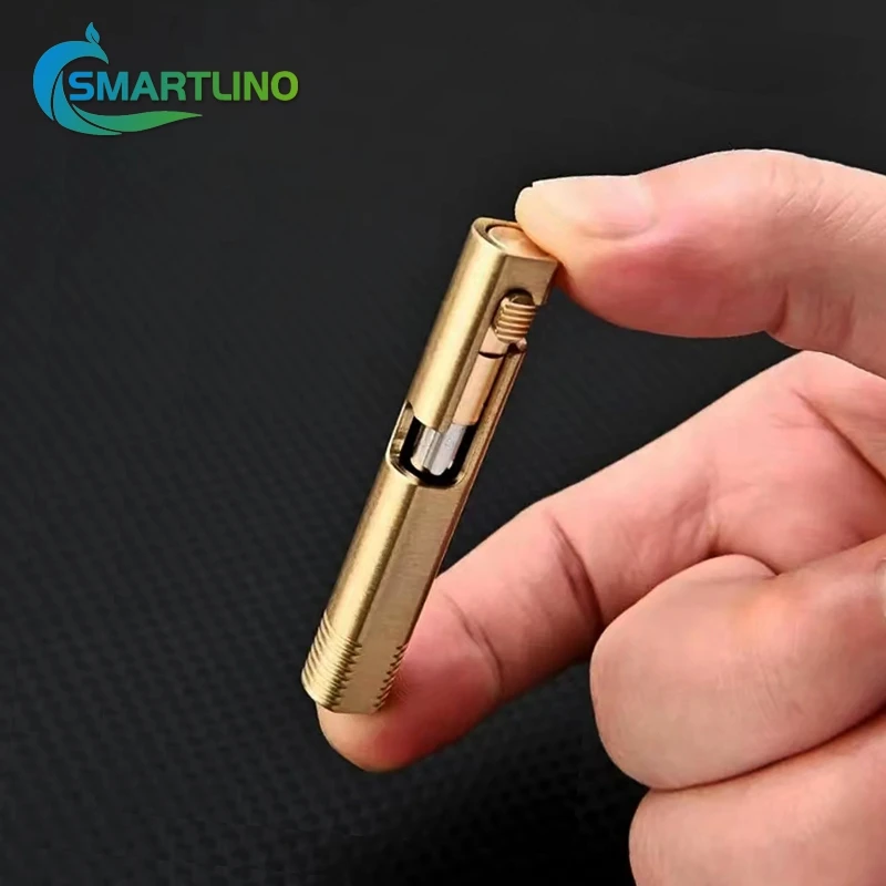 Imagem -03 - Mini Brass Bolt Action Caneta Esferográfica Bolso Signature Pen Autodefesa Edc Ferramenta de Escrita Chaveiro Estudante Escritório Material Escolar