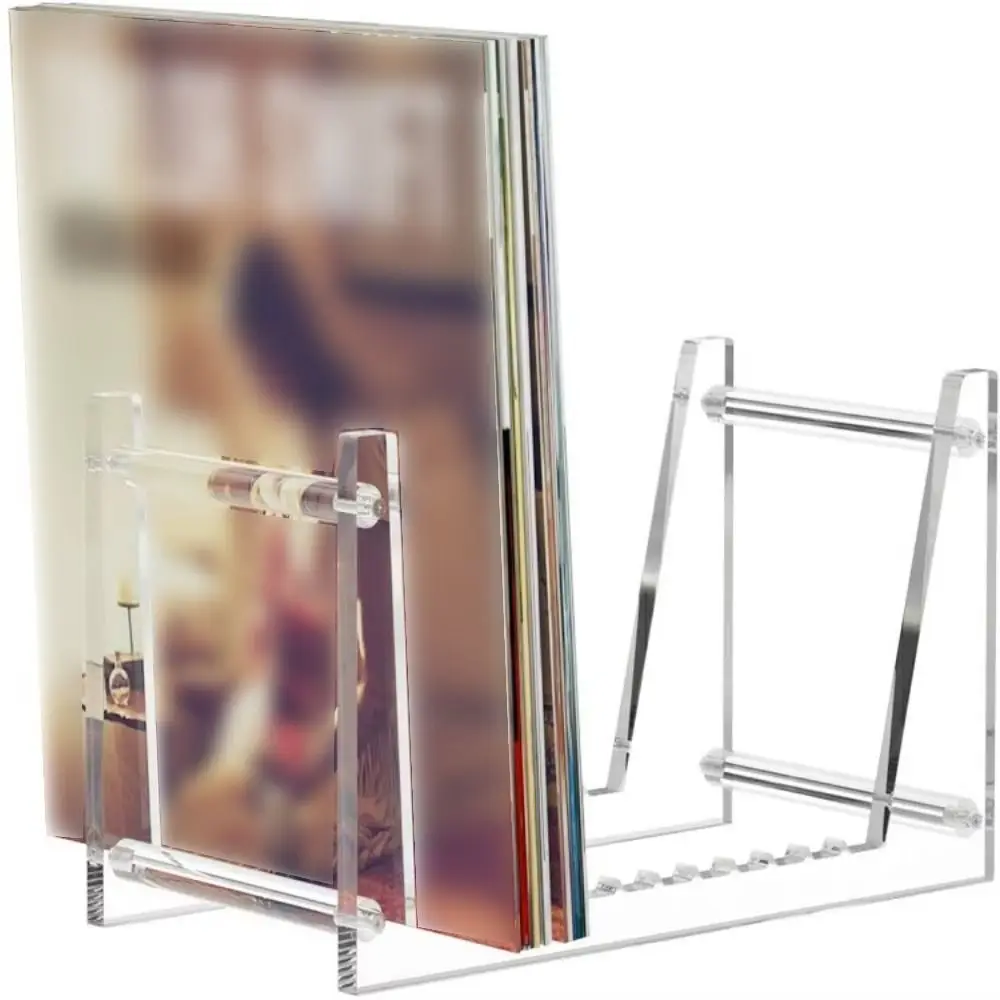 

Clear Vinyl Record Stand Multi-compartment Removable Desktop Album Storage Holder Non-slip Easy Assembly