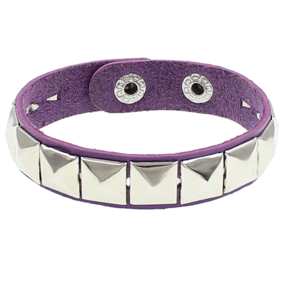 Punk Hip-hop Single Row Square Rivet Bangles Fashion Rock Opening Adjustable Couple Wristband for Women Men Jewelry Accessories image 6