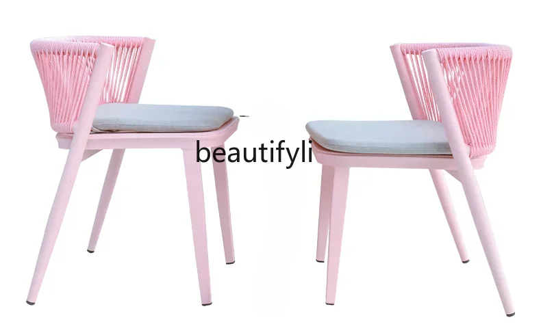 Balcony table and chair three-piece set girly light luxury simple creative small apartment leisure storage balcony