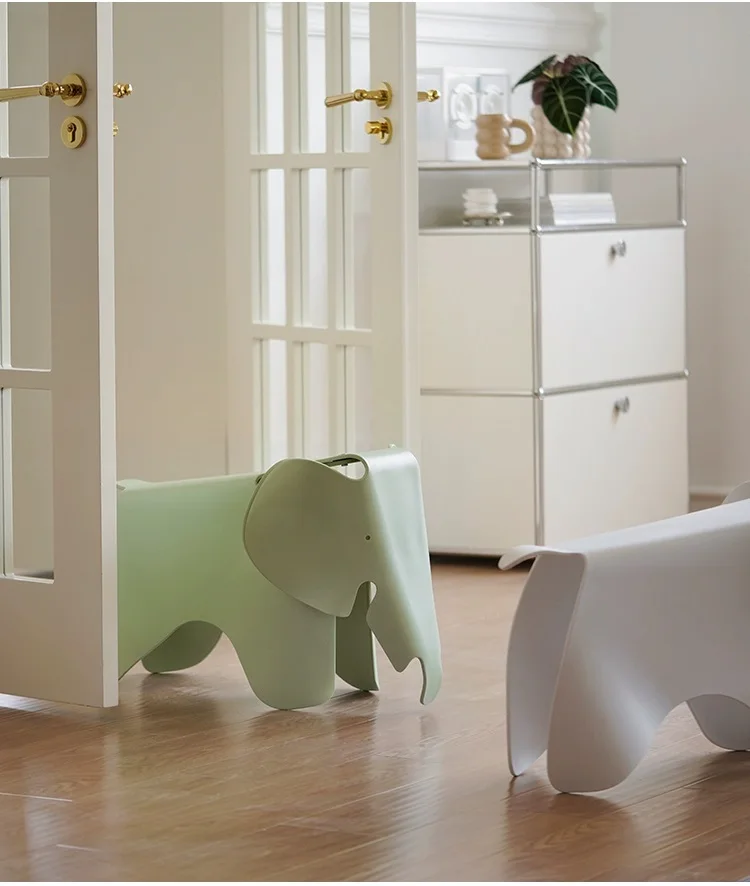 Nordic Animal Shape Elephant Plastic PP Low Stool Ottoman Chair