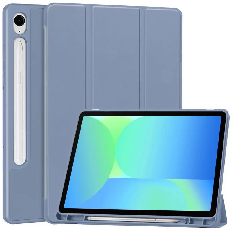 

For Samsung Tab S10 FE Case 10.9inch 2025 TPU Tri-Fold Stand Tablets Case with Pencil Holder For Galaxy Tab S9/S9 fe Cover 2023