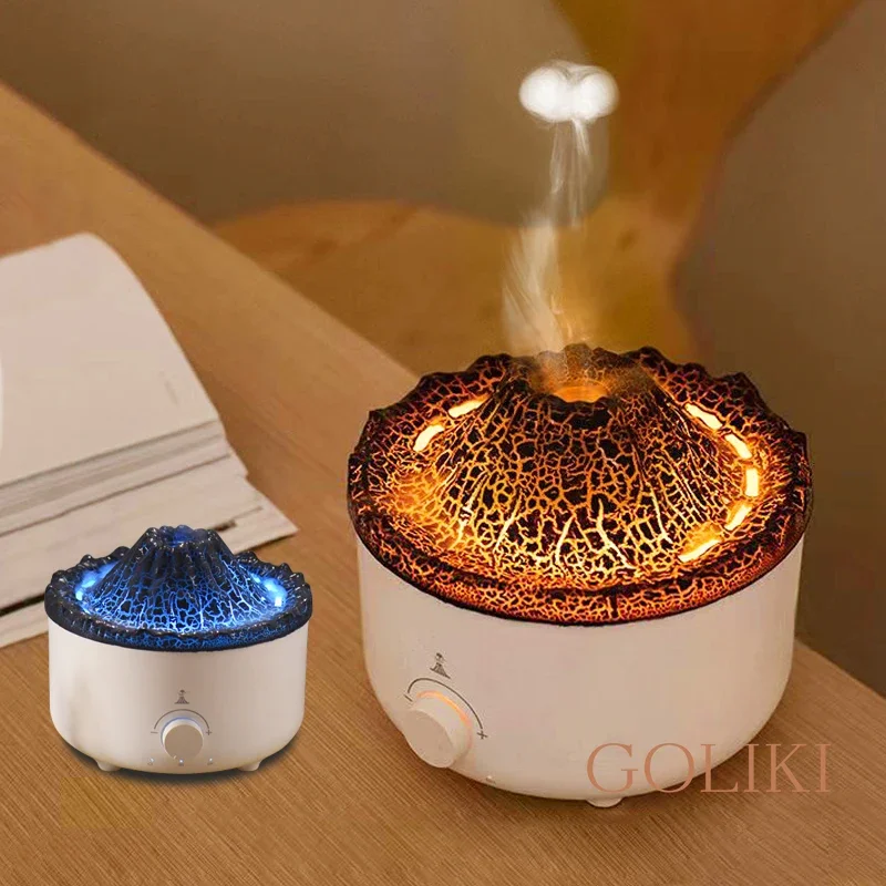 560ML Humidifier Remote Control Essential Oil Diffusers Ultrasonic Diffuser Flame Volcano With Jellyfish Shaped Spray Mist Maker