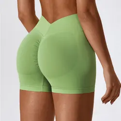 Pantalones cortos de Yoga sin costuras para mujer, ropa de gimnasio, pantalones cortos de ciclismo, pantalones cortos deportivos para Fitness