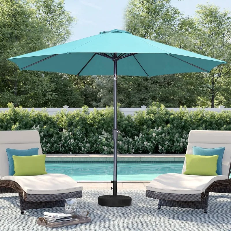 9FT Patio Umbrella Outdoor Table Umbrella,Market Umbrella with Push Button Tilt and Crank for Garden, Lawn, Deck,Backyard & Pool