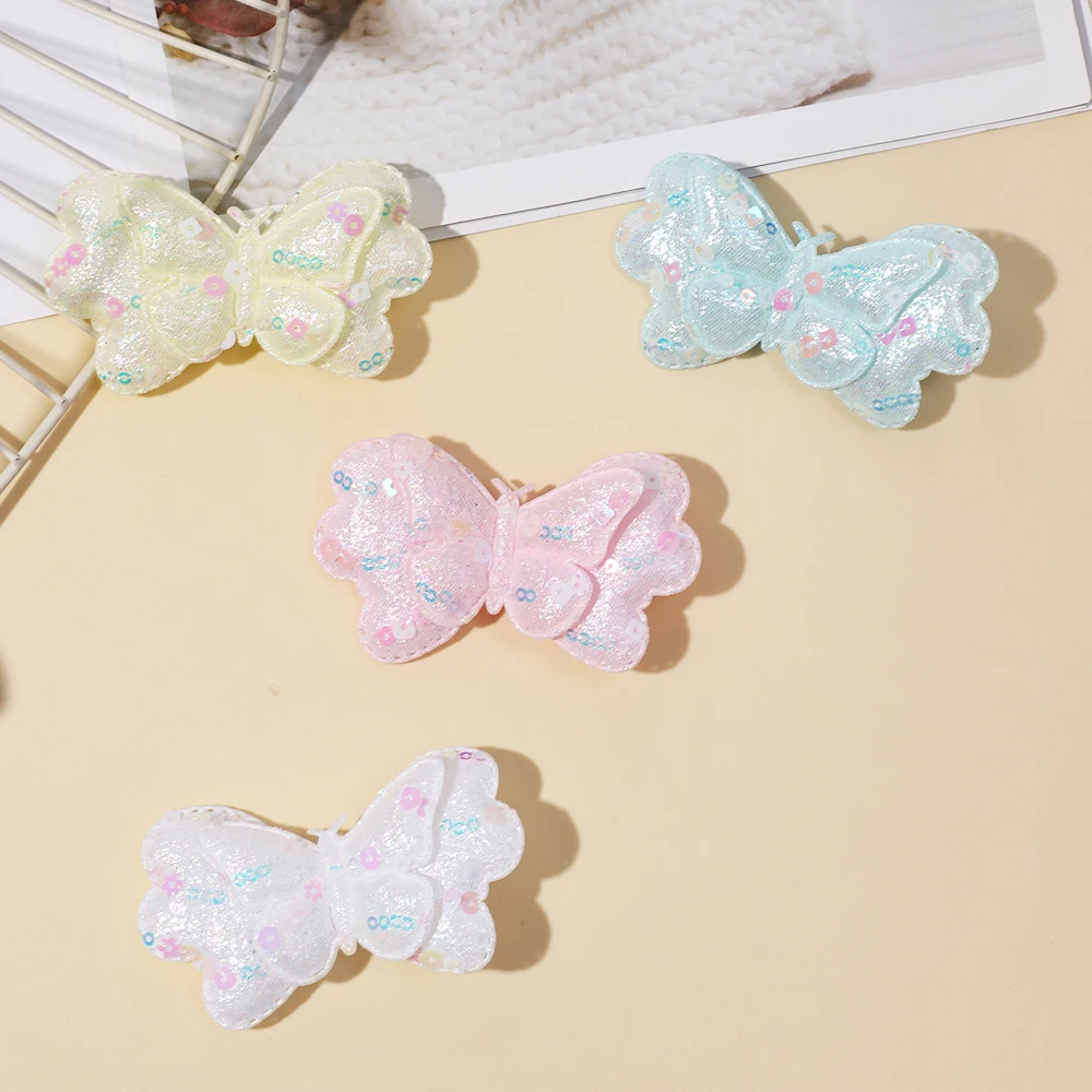 Hair Clip for Kids Girl Fashion Colorful Sequin Double Butterfly Hairpins Sweet Hairgripes for Newborn Girls Hair Accessories