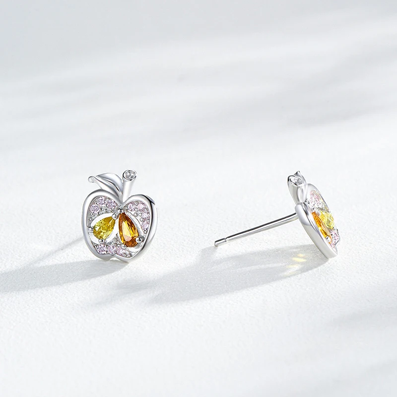 Trustdavis Real 925 Silver Fashion Cute Apple Multicolor Zirconia Earrings for Women Daily Wear Jewelry Gift DS4305 5