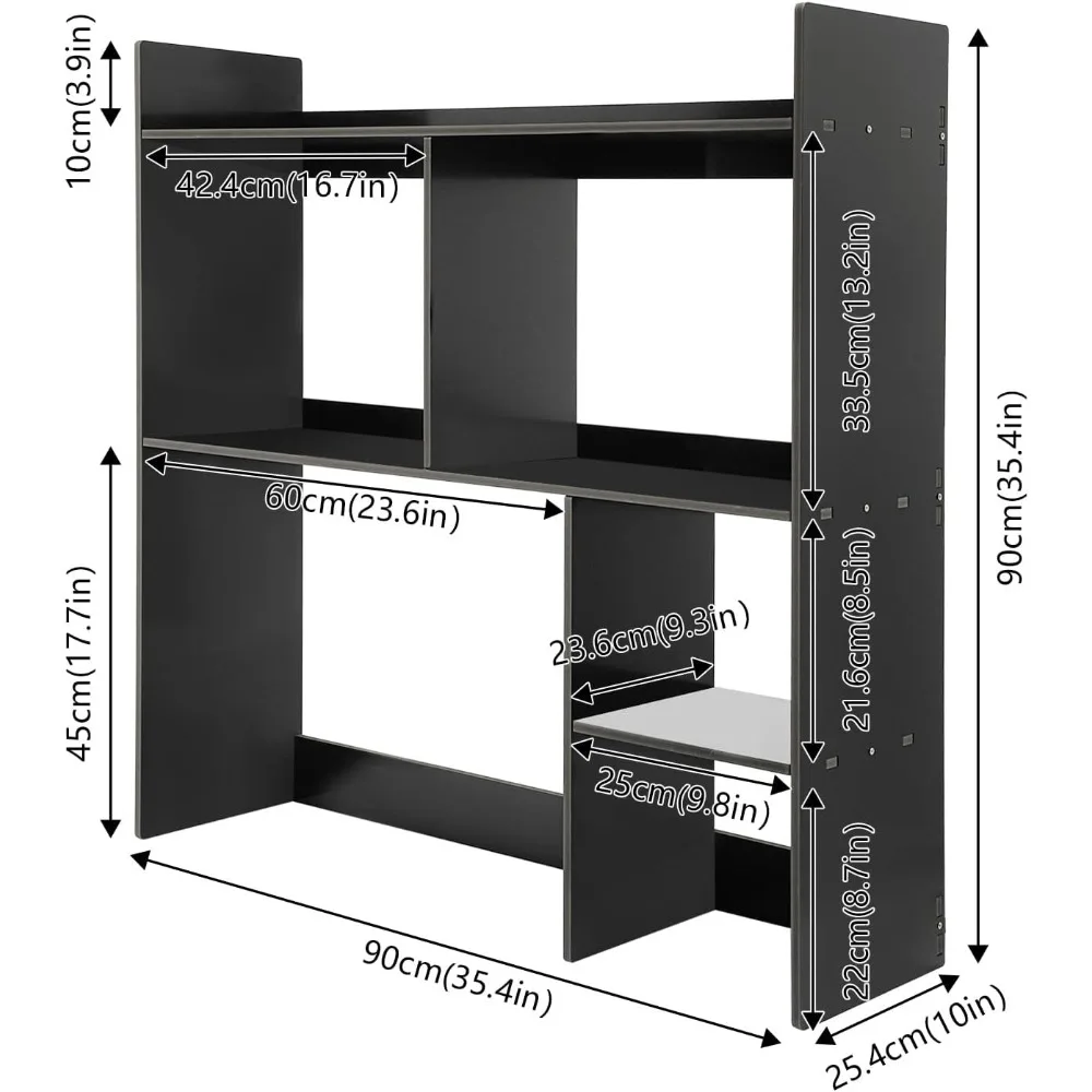 

Desktop Shelf Rack Desk Hutch with 5 Shelves Computer Desk Desktop Organizer Bookshelf Display for Dorm Office Home