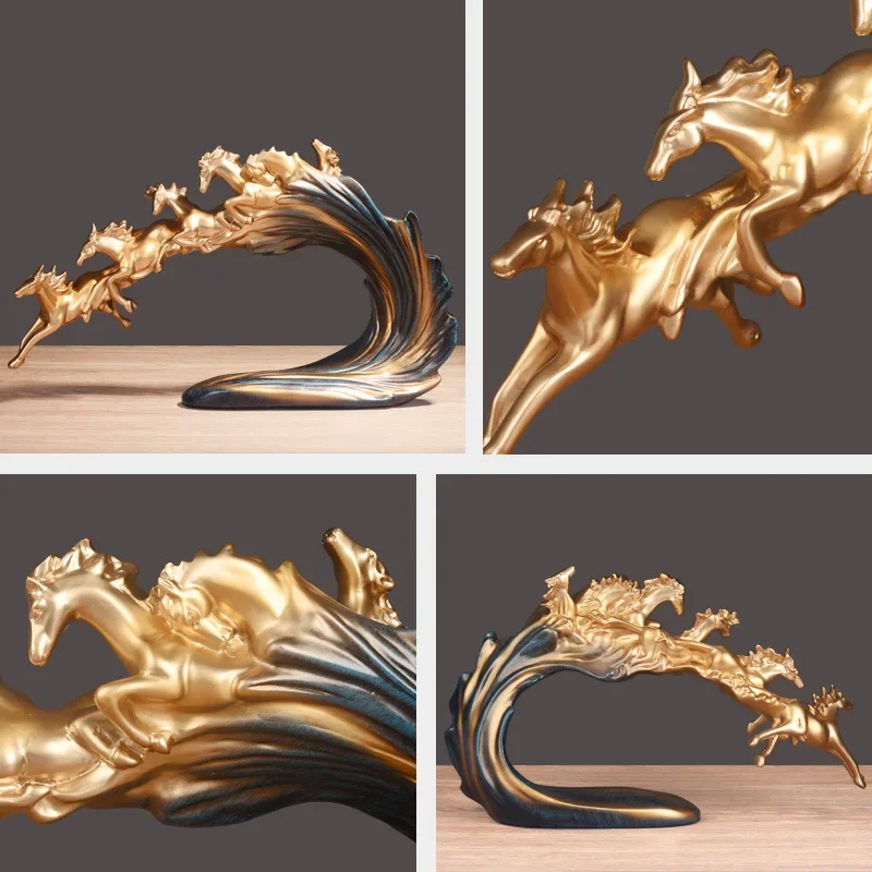 Horse Ornaments A Herd Of Horses Arts And Crafts Resin Golden Light Luxury Wine Cabinet Office Desktop Decoration