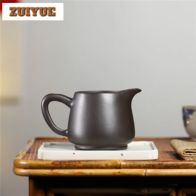 270ml High-end Yixing Purple Play Tea Pitcher Handamde Raw Ore Stone Yellow Mud Justice Cup Tea Dispenser Fair Cup Zisha Teaset